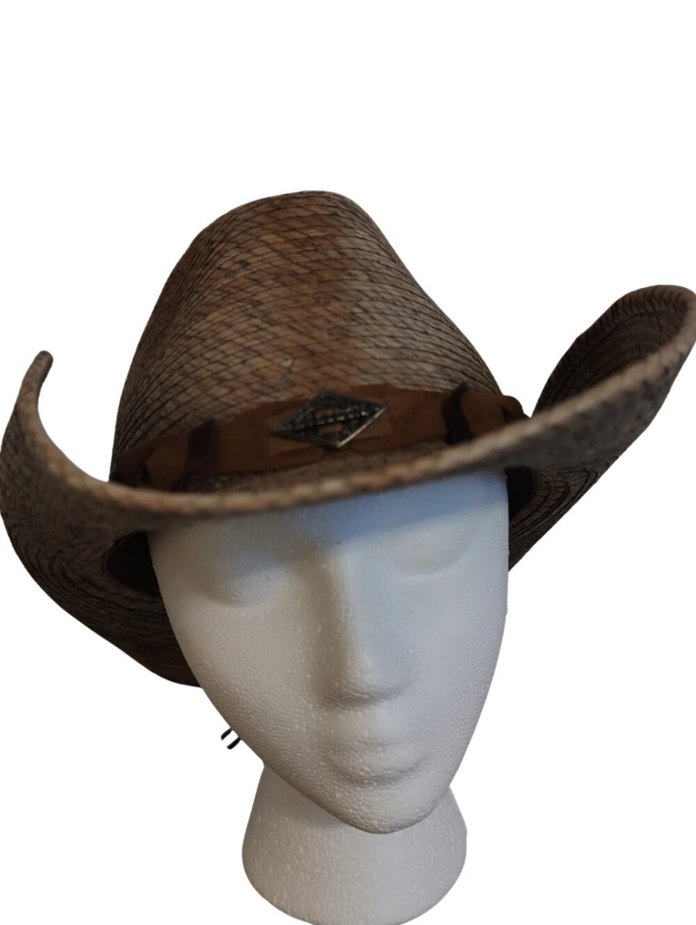 Stetson Natural Brown Braided Straw Western Hat with Leather Trim